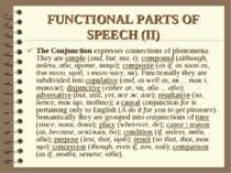 FUNCTIONAL PARTS OF SPEECH (II) The Conjunction expresses connections of phen...
