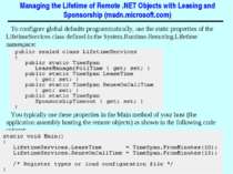 Managing the Lifetime of Remote .NET Objects with Leasing and Sponsorship (ms...