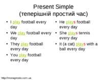 Present Simple (теперішній простий час) I play football every day We play foo...