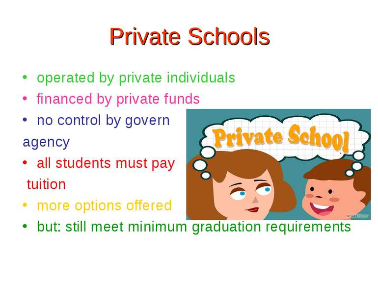 Private Schools operated by private individuals financed by private funds no ...