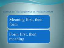 CHOICE OF THE SEQUENCE OF PRESENTATION