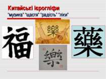 Китайські ієрогліфи “музика” “щастя” “радість” “ліки”