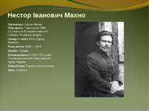 Нестор Іванович Махно Прізвисько: Батько Махно Народився: 7 листопада 1888 с....