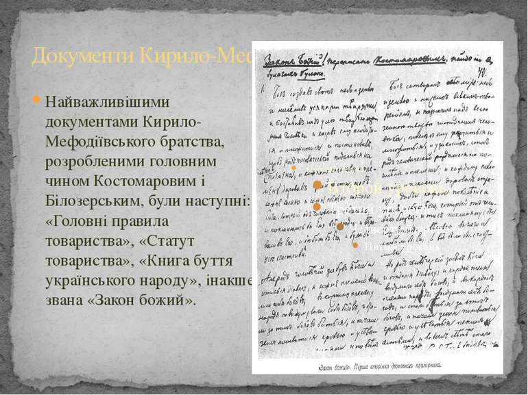 Документи Кирило-Мефодіївського братства Найважливішими документами Кирило-Ме...