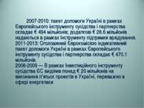 2007-2010: пакет допомоги Україні в рамках Європейського інструменту сусідств...