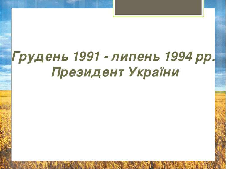 Грудень 1991 - липень 1994 рр. Президент України