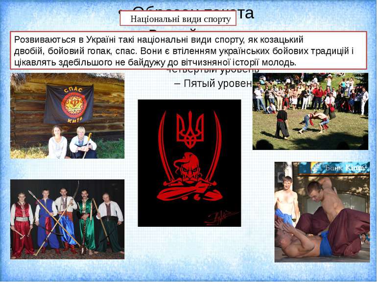 Розвиваються в Україні такі національні види спорту, як козацький двобій, бой...