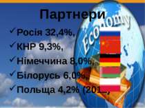 Партнери Росія 32,4%, КНР 9,3%, Німеччина 8,0%, Білорусь 6,0%, Польща 4,2% (2...
