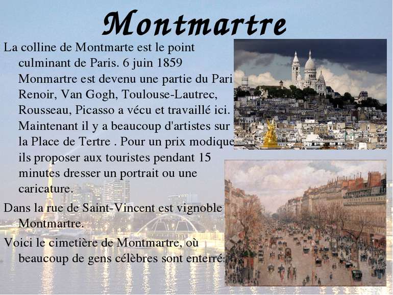 Montmartre La colline de Montmarte est le point culminant de Paris. 6 juin 18...