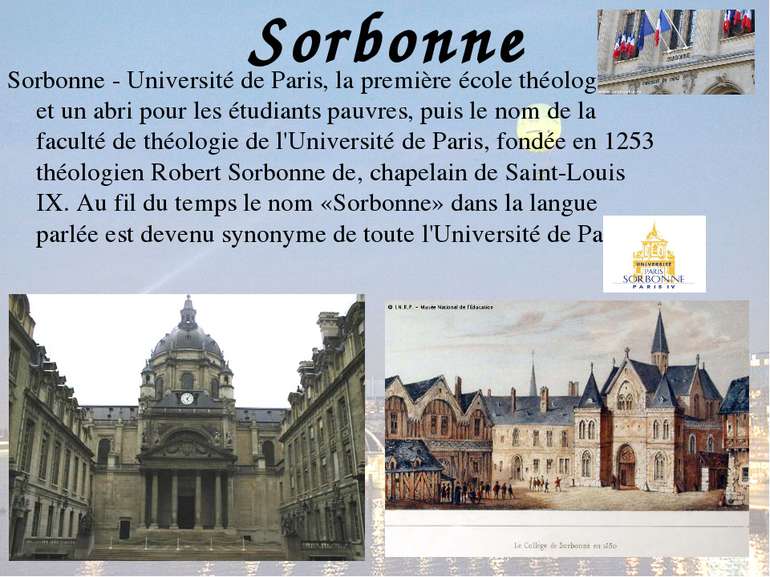 Sorbonne Sorbonne - Université de Paris, la première école théologique et un ...