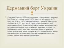Станом на 31 грудня 2012 року державнии і гарантовании державою борг Украі ни...