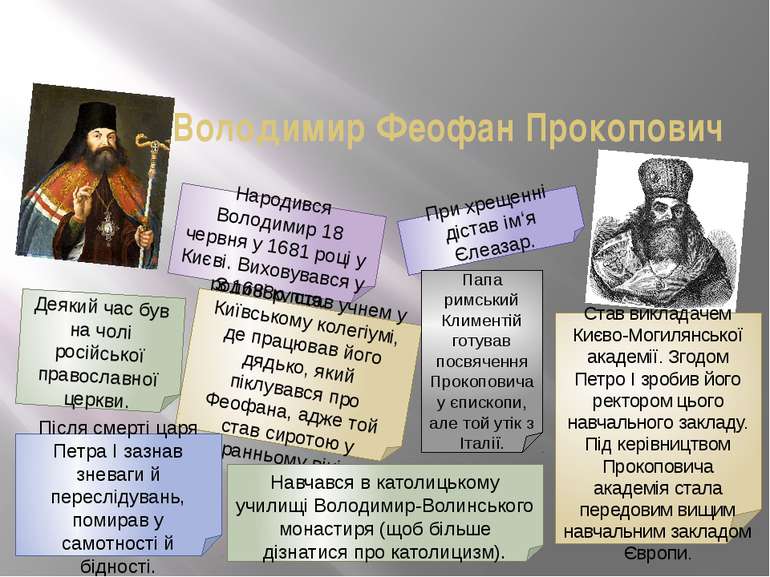 Володимир Феофан Прокопович Народився Володимир 18 червня у 1681 році у Києві...