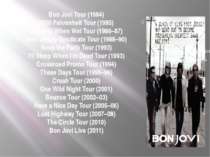 Bon Jovi Tour (1984) 7800 Fahrenheit Tour (1985) Slippery When Wet Tour (1986...