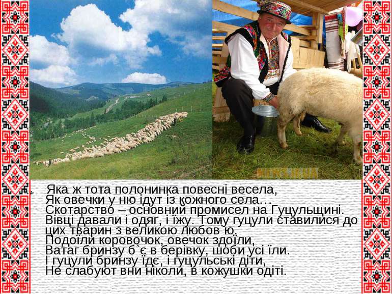 До Яка ж тота полонинка повесні весела, Як овечки у ню ідут із кожного села… ...