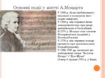 Основні події у житті А.Моцарта У 1765 р. були опубліковані і виконані в конц...