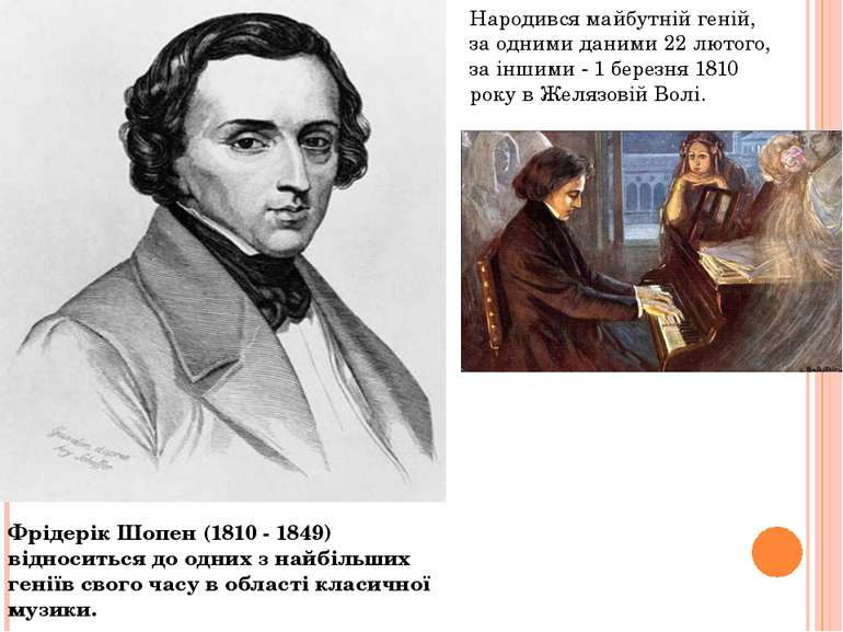 Фрідерік Шопен (1810 - 1849) відноситься до одних з найбільших геніїв свого ч...