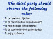 The third party should observe the following rules: To be maximum objective T...