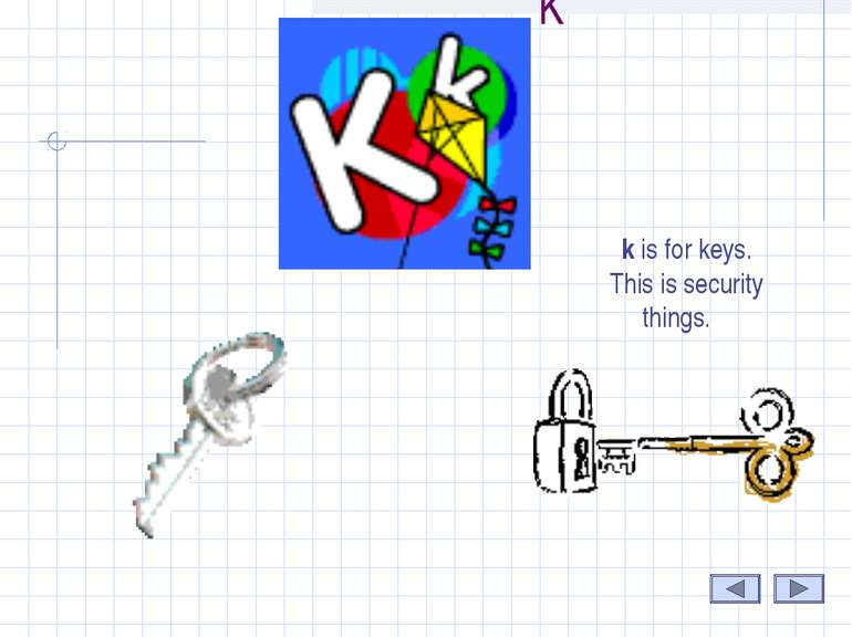 K k is for keys. This is security things.