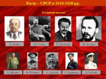 Росія – СРСР в 1918-1928 рр. В. Ленін Історичні постаті Й. Сталін М. Бухарін ...