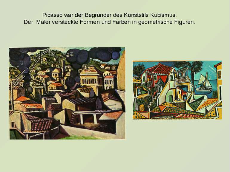 Picasso war der Begründer des Kunststils Kubismus. Der Maler versteckte Forme...