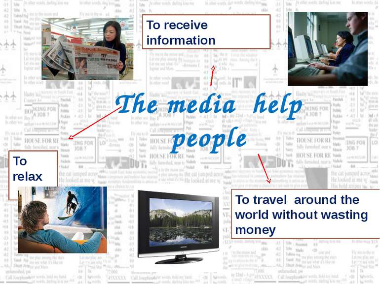 The media help people To relax To receive information To travel around the wo...
