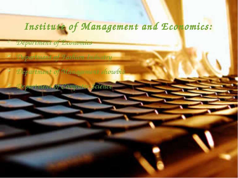 Institute of Management and Economics: Department of Economics Department of ...