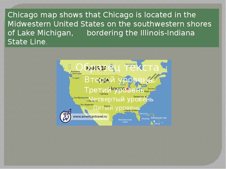 Chicago map shows that Chicago is located in the Midwestern United States on ...