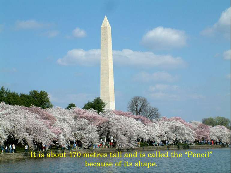 It is about 170 metres tall and is called the “Pencil” because of its shape.