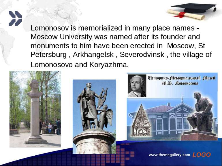 www.themegallery.com Lomonosov is memorialized in many place names - Moscow U...