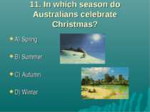 11. In which season do Australians celebrate Christmas? A) Spring B) Summer C...
