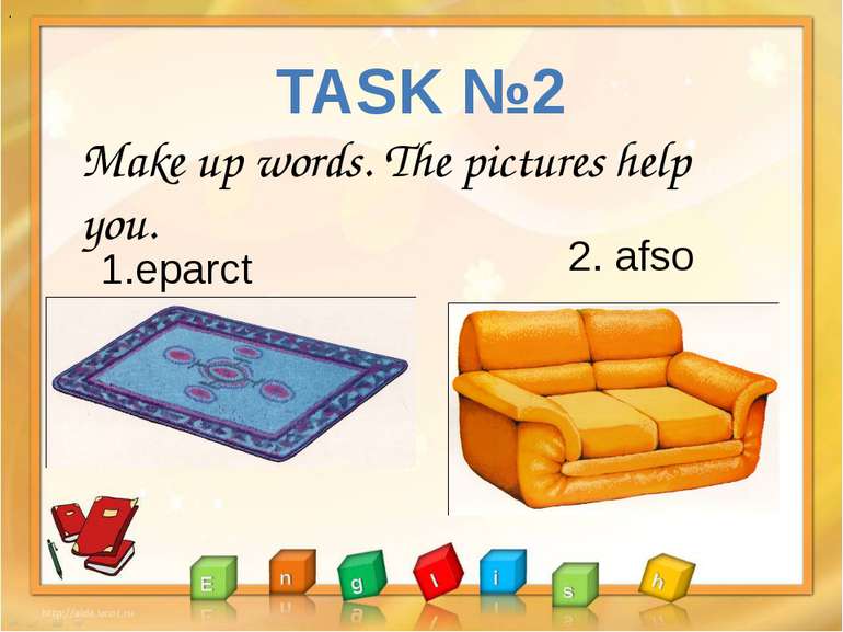 TASK №2 . . Make up words. The pictures help you. 1.eparct 2. afso
