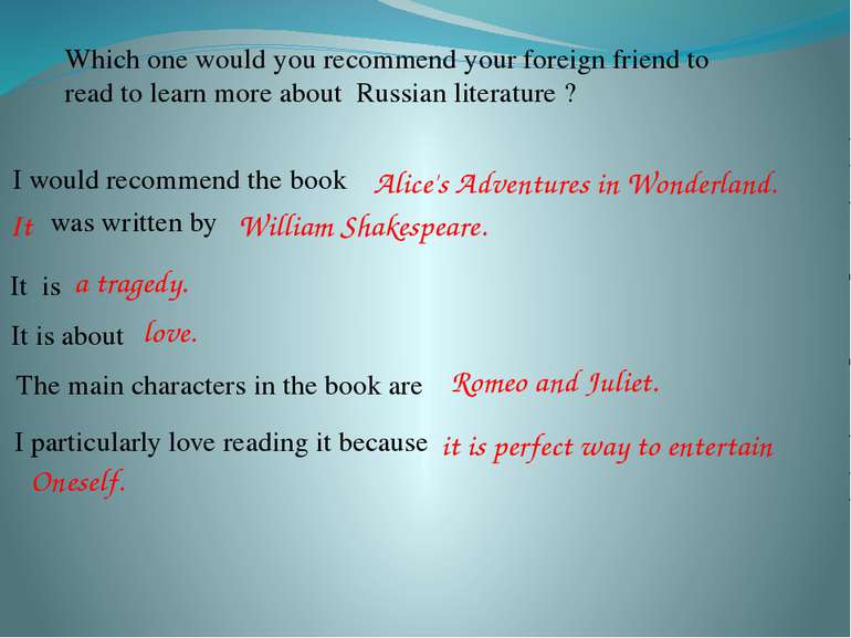Which one would you recommend your foreign friend to read to learn more about...