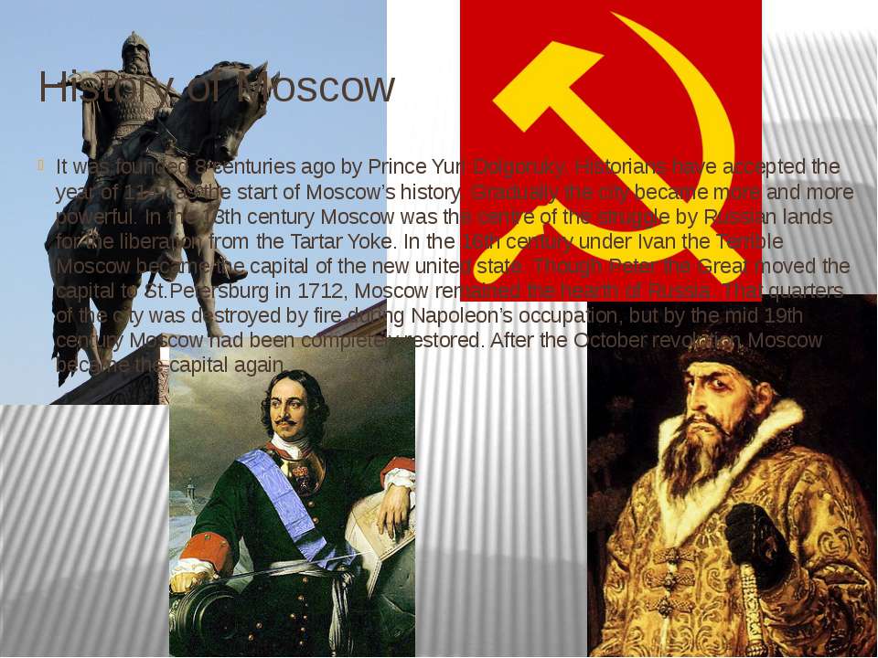 Questions 1 when was moscow founded. Москва обложка для презентации. Presentation about Moscow. When was Moscow founded by Prince Yuri Dolgoruky?. Histoty Moscow Prince Yuri short presentation in English.