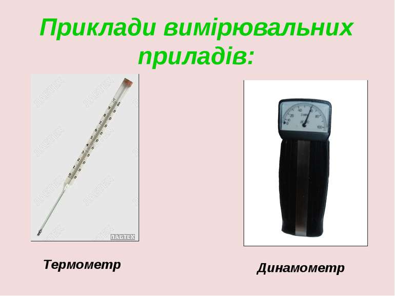 Приклади вимірювальних приладів: Термометр Динамометр
