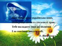 Моя прекрасна українська мово, Найкраща пісня в стоголоссі трав… Тебе вкладає...
