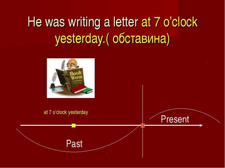 He was writing a letter at 7 o’clock yesterday.( обставинa) at 7 o’clock yest...
