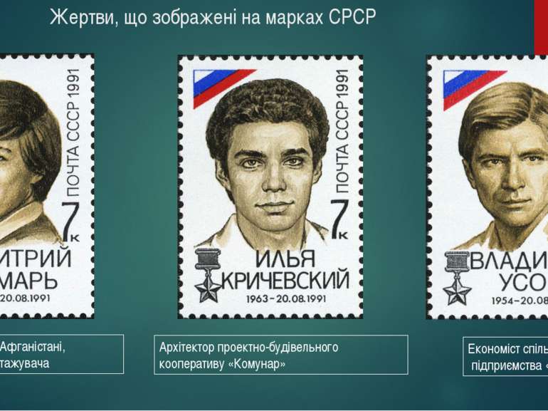 Жертви, що зображені на марках СРСР Архітектор проектно-будівельного кооперат...
