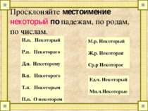 Просклоняйте местоимение некоторый по падежам, по родам, по числам. И.п. Неко...