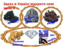 Зараз в Україні відкрито нові запаси вугілля Залізна руда торф Золото алмази ...
