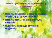 Аналіз предметів, намальованих у «віночку» Назвіть предмети. Визначте позицію...