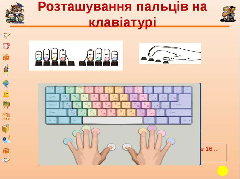 Розташування пальців на клавіатурі