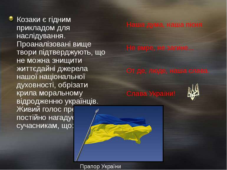 Козаки є гідним прикладом для наслідування. Проаналізовані вище твори підтвер...