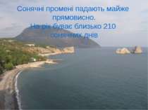 Сонячні промені падають майже прямовисно. На рік буває близько 210 сонячних днів