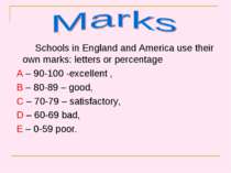 Schools in England and America use their own marks: letters or percentage A –...