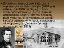 Діяльність аматорських і відкриття перших професійних театрів (1803 році в Ки...