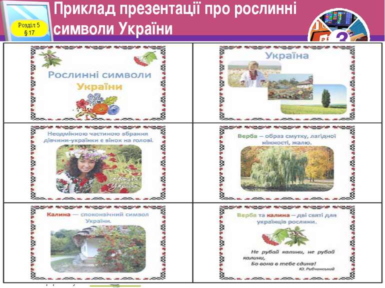 Приклад презентації про рослинні символи України Розділ 5 § 17 3 © Вивчаємо і...