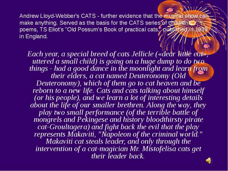 Andrew Lloyd-Webber's CATS - further evidence that the musical show can make ...