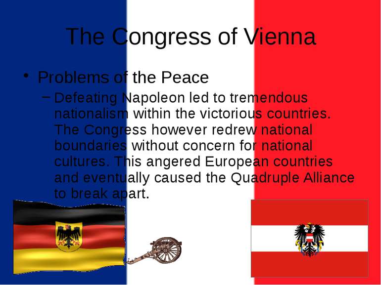The Congress of Vienna Problems of the Peace Defeating Napoleon led to tremen...