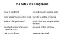 It’s safe / it’s dangerous wear a seat belt cross between parked cars walk st...