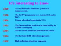 It’s interesting to know 1929 The 1stelectronic television system was demonst...